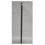 Antique gold plate handle cane with engraved