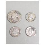 Group of silver American coins