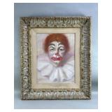 Signed Utie oil on canvas portrait of a clown