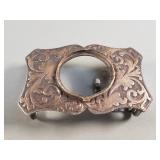 Vintage sterling silver and 14k gold belt buckle