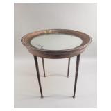 Mid-century brass side table with mirrored top