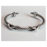 Sterling silver twisted cable style cuff bracelet