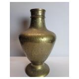Vintage brass vase with engraved geometric motifs