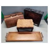 Group of 4 vintage items: leather doctor
