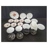 Group of German porcelain saucers and pottery