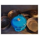 5pc cast iron frying pan & pots, Lodge, Tranontina