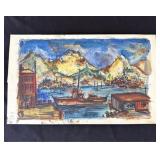 Vintage P. Resnack signed watercolor painting