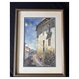 Framed signed watercolor painting