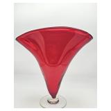 Mid-century Modern hand blown ruby red art glass