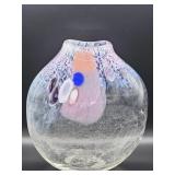 Signed Timothy Hall crackle art glass vase, 11-88