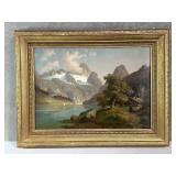 Signed antique oil on board depicting a serene