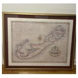 VTG framed Bermuda map