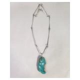 Hand-crafted silver necklace with large raw