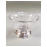 Vintage etched glass bowl with sterling silver
