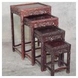 Asian carved rosewood nesting tables