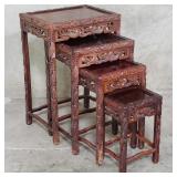 Asian carved rosewood nesting tables