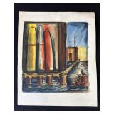 Vintage 1952 P. Resnack signed watercolor painting
