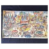 Vintage 1956 P. Resnack signed watercolor painting