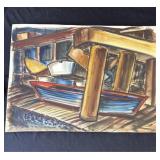 Vintage 1951 P. Resnack signed watercolor painting