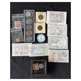 Lot of vintage collectible coins & stamps