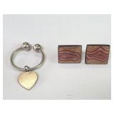 Silver heart key ring and sterling silver and