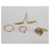 14k gold pieces ring, earring, chains