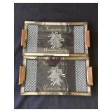 Pair of vintage MCM glass serving trays