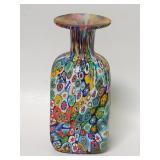 Millefiori hand blown glass vase