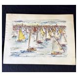 Vintage 1965 P. Resnack signed watercolor painting