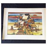 Vintage P. Resnack signed watercolor painting