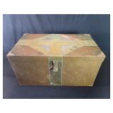 Vintage hinged copper and brass storage box with