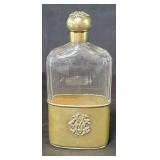 Antique silver and glass flask