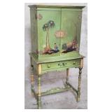 Vintage chinoiserie hand painted drop-front desk