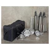 Group of JTL USA studio strobe lights with stands