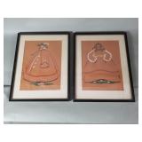Pair of Alda Cordelia signed mixed media