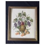 Framed cross-stitch "Wine & Fruit"