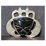 Mexican Silver 980 and onyx "Taxco" brooch