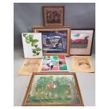 Group of signed vintage watercolor, oil and pencil