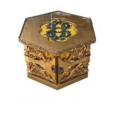 Vintage hexagonal wood side table