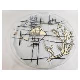 Large reversed painted glass plate