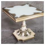 Vintage 2-piece Italian aluminum, wood, and gold