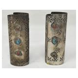Pair of vintage silver Navajo-style lighter cases