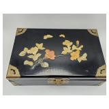 Vintage Chinese black lacquered music jewelry box