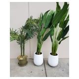 Potted artificial tropical plants