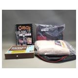 Heated puffer vest and jacket, candlesticks,