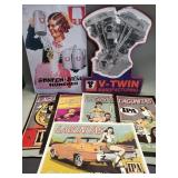 Advertising tin signs and paper posters