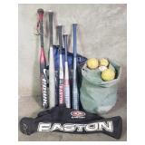 Baseball and softball lot with large bag of