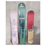 3 vintage snowboards Lamar Blazer, Burton, and PL