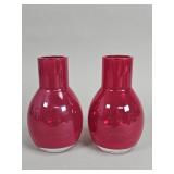 Two vintage ruby red hand-blown glass bud vases