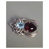 Vintage sterling silver and glass winged beetle
